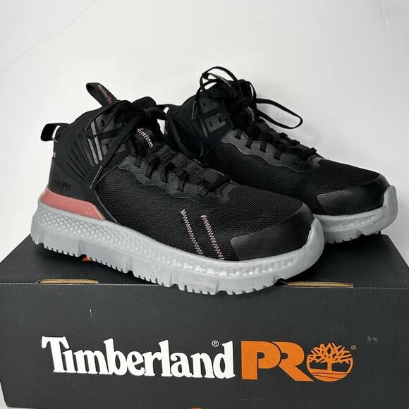 Timberland PRO Setra Womens Work Shoes Sz 6 Composite Toe Black Rose Sneakers - Picture 1 of 12